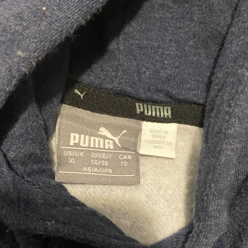 Puma Men's Navy Crewneck Hoodie with White Logo - Picture 2 of 10